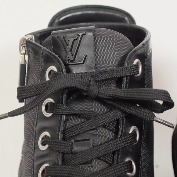 Louis Vuitton 8 US 9 black sneakers high top black Damier LOGO PRINT - Picture 7 of 14